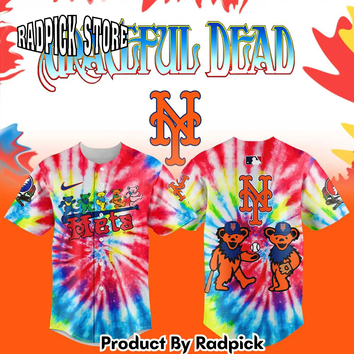 Radpick new york mets x grateful dead new baseball jersey rp127241